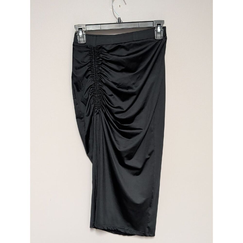 Princess Polly Black Ruched Midi Skirt